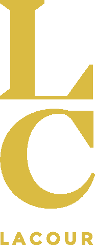 Logo de LaCour en jaune moutarde